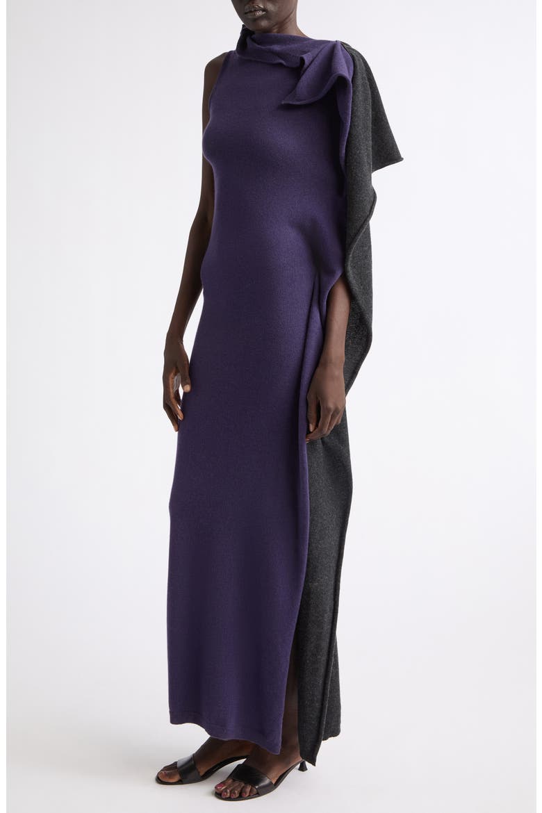 Magdalena Asymmetric Merino Wool & Cashmere Dress, Alternate, color, PURPLE