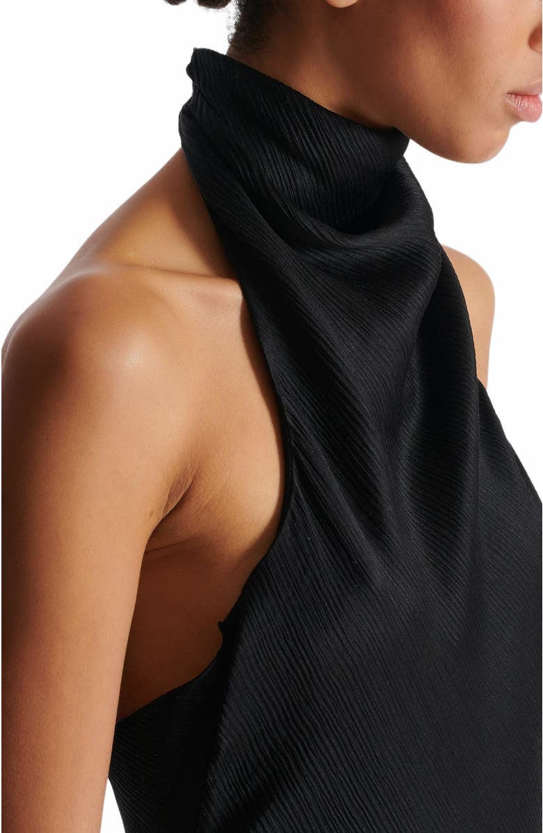 Balmain Backless Crepe Satin Top, Alternate, color, Black