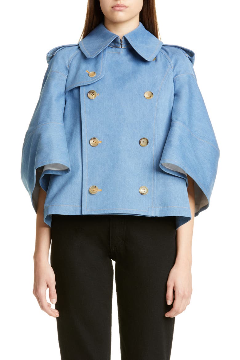 Short Denim Trench Jacket, Main, color, LIGHT INDIGO