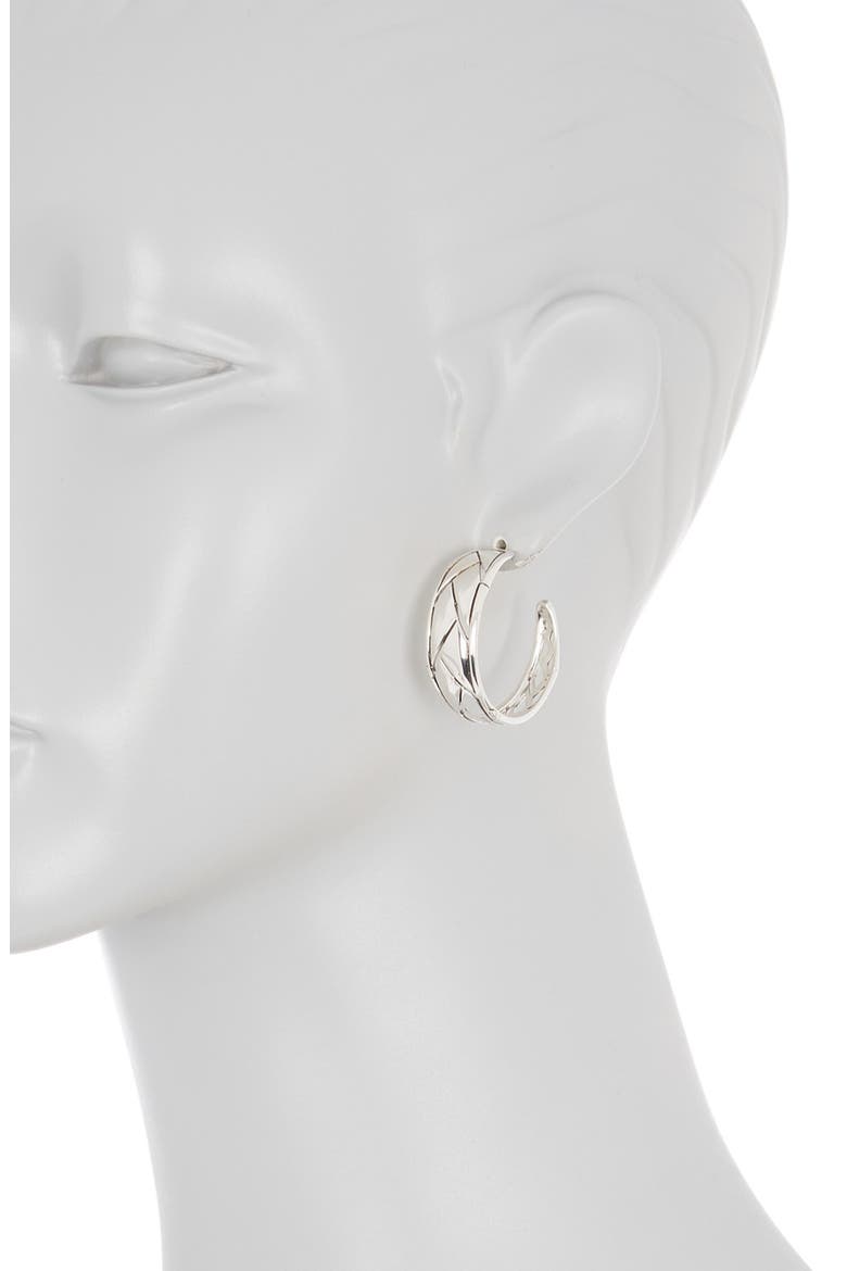 'Bamboo' Tapered Hoop Earrings, Alternate, color, STERLING SILVER
