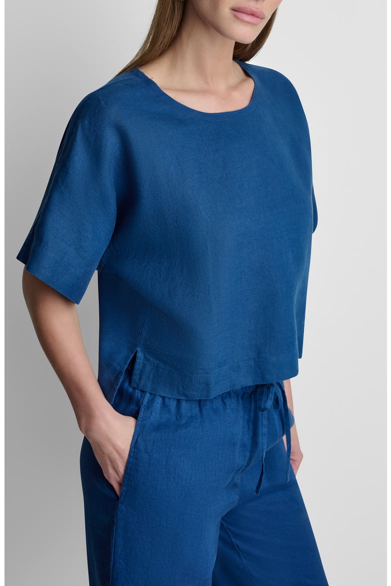 Drop Shoulder Boxy Linen Top, Alternate, color, ADMIRAL