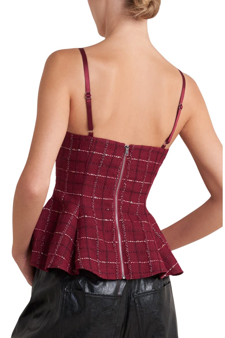 Tweed Peplum Camisole Top, Alternate, color, WINE