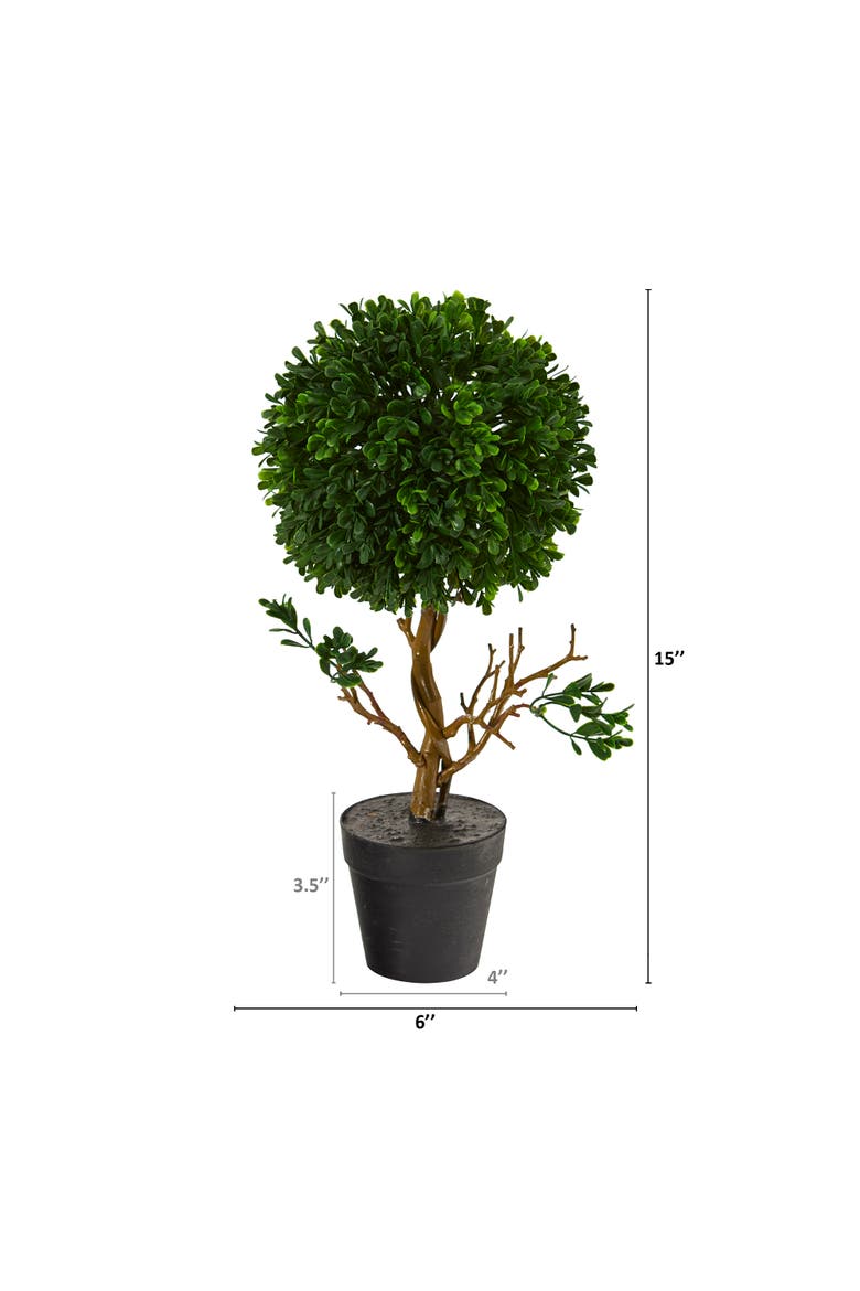 15-in Boxwood Topiary Artificial Tree UV Resistant, Alternate, color, Green