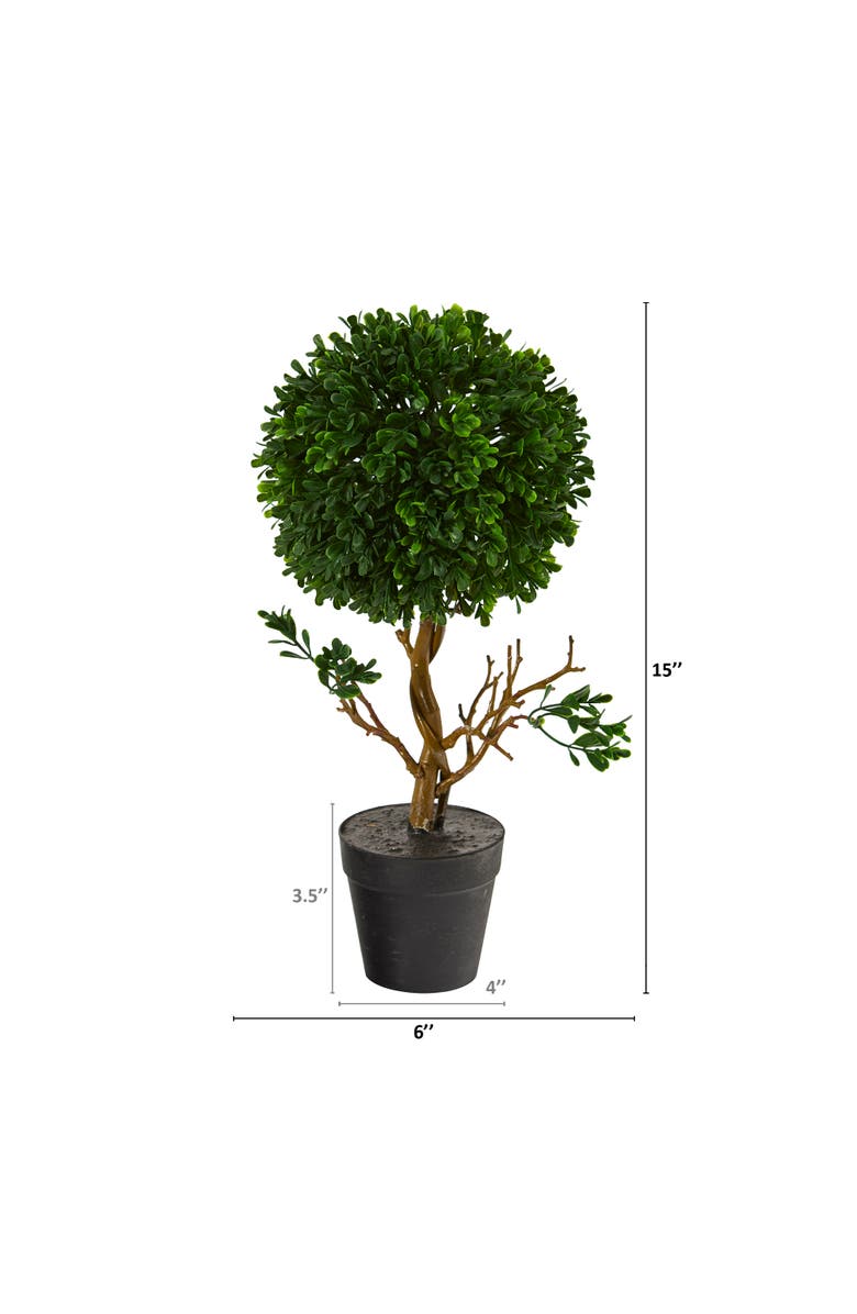NEARLY NATURAL 15-in Boxwood Topiary Artificial Tree UV Resistant, Alternate, color, Green