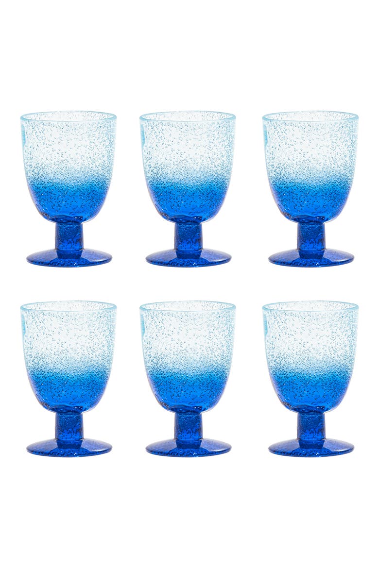 Oceanic Ombré Set of Six 14-Ounce Goblets, Main, color, BLUE