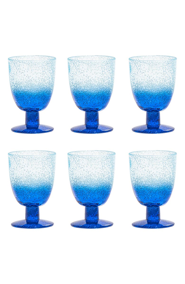 TarHong Oceanic Ombré Set of Six 14-Ounce Goblets, Main, color, Blue