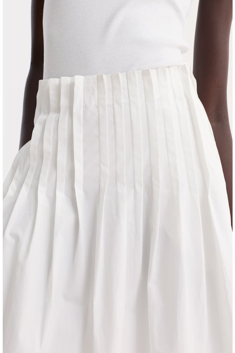 Pleated Cotton Poplin A-Line Skirt, Alternate, color, OPTIC WHITE