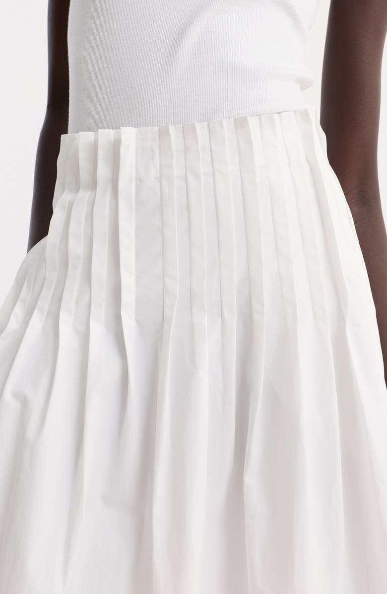 Róhe Pleated Cotton Poplin A-Line Skirt, Alternate, color, Optic White
