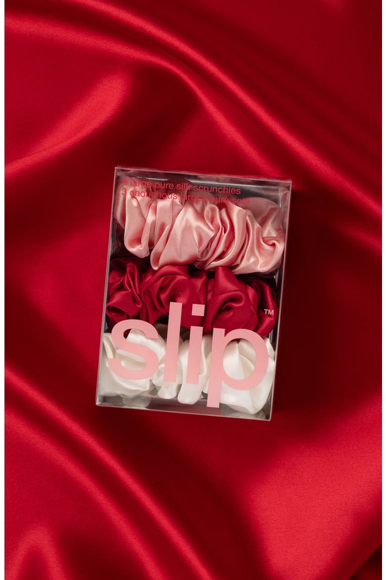 3-Pack Large Silk Scrunchies, Alternate, color, ROSY