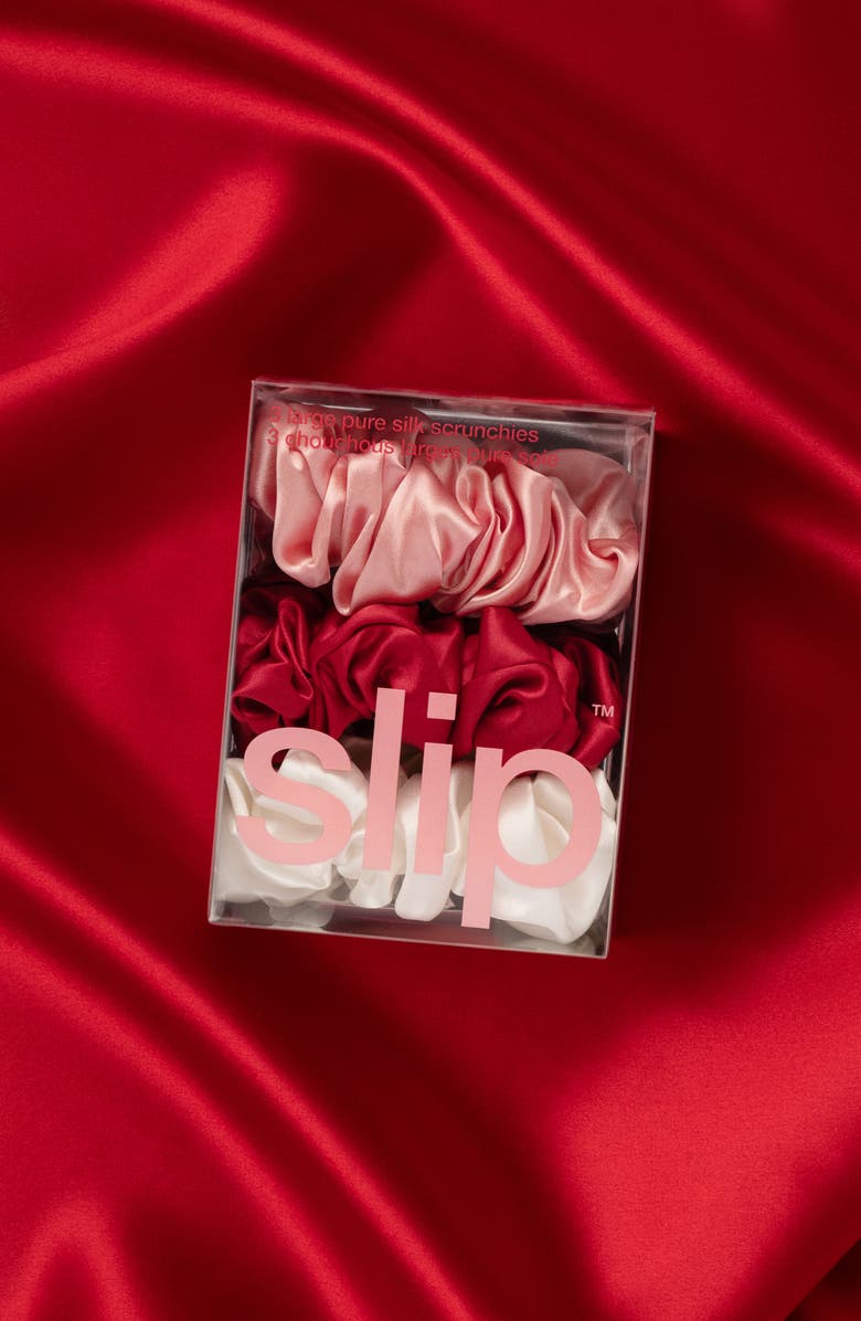 slip 3-Pack Large Silk Scrunchies, Alternate, color, Rosy