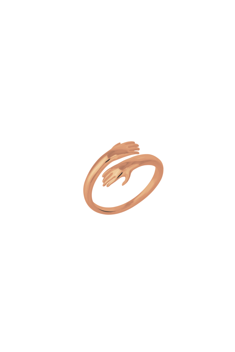 Hug Ring With Hands Sterling Silver and Gold Plated, Main, color, Rose gold