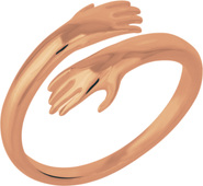 Spero London Hug Ring With Hands Sterling Silver and Gold Plated