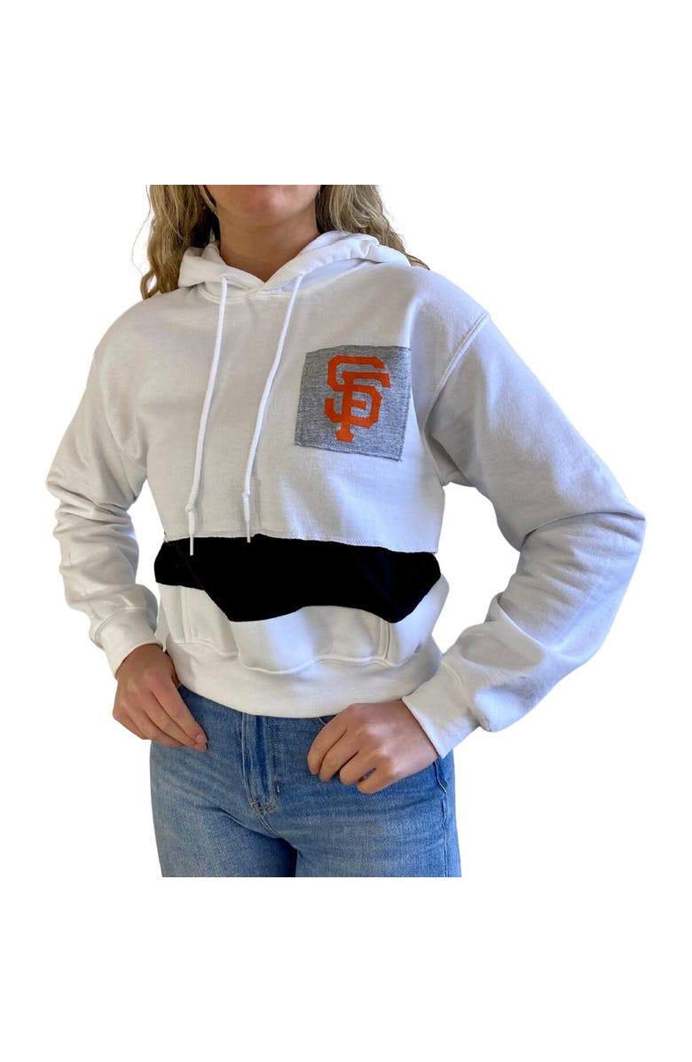 REFRIED APPAREL Women's Refried Apparel White/Black San Francisco Giants Cropped Pullover Hoodie, Alternate, color, 