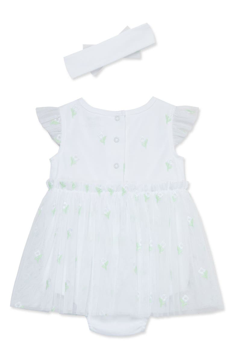 Little Me Floral Embroidered Tulle Skirted Bodysuit & Headband Set, Alternate, color,