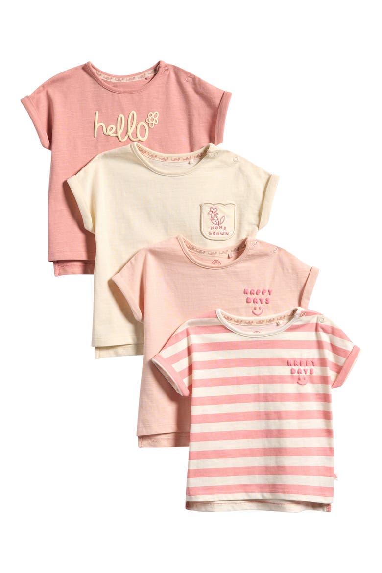 4-Pack Cotton T-Shirts, Main, color, PINK