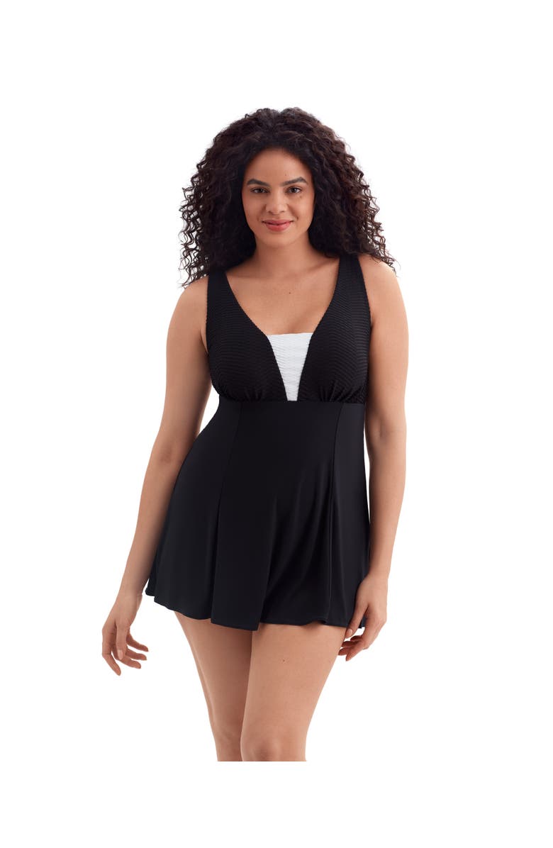 Longitude Plunge Long Torso Swim Dress, Main, color, Texture Luxe