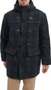 Tommy Hilfiger Plaid Wool Blend Toggle Coat