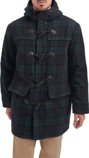Tommy Hilfiger Plaid Wool Blend Toggle Coat
