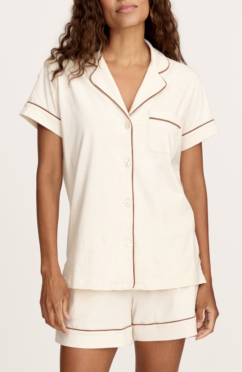 Petite Plume Featherweight Pima Cotton Short Pajamas, Main, color, White