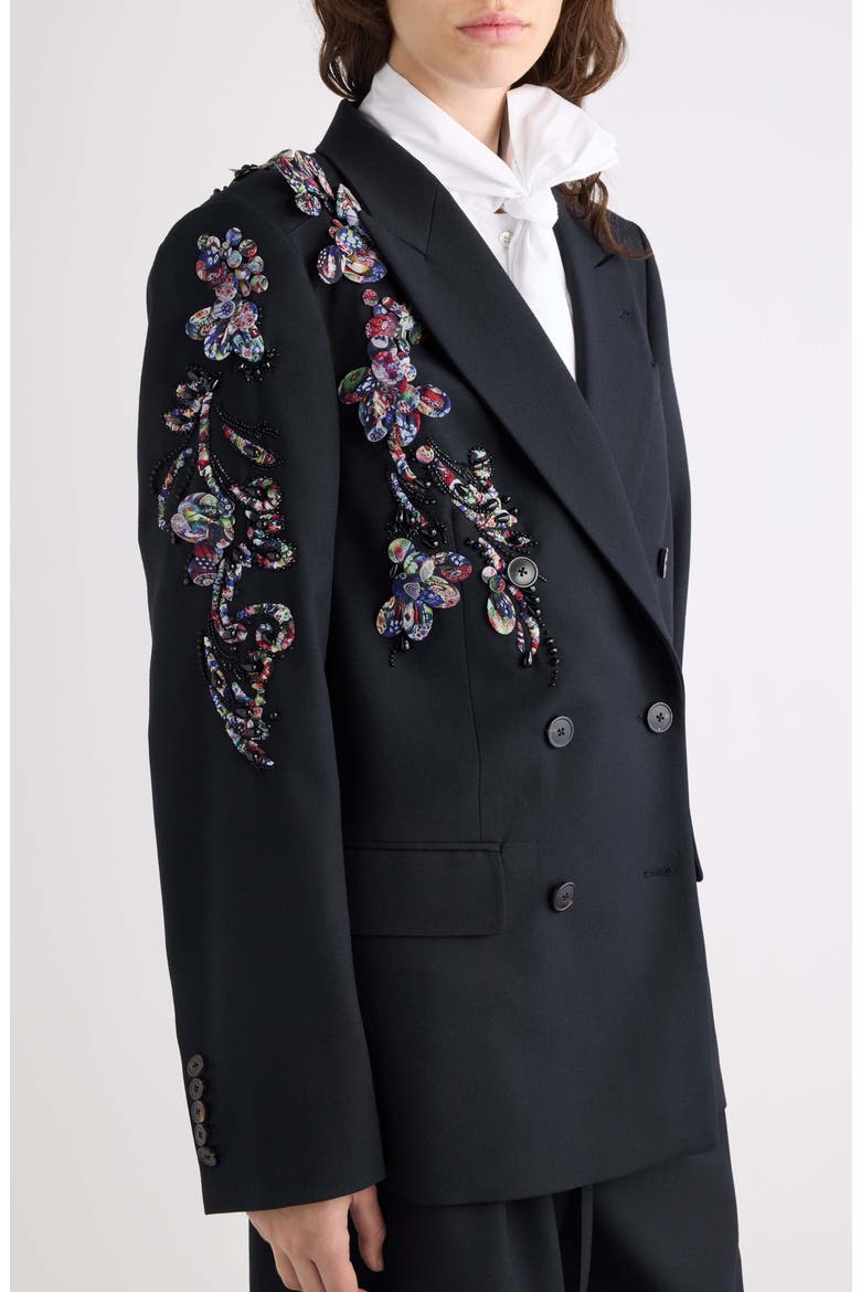 Vonda Embroidered Jacket, Alternate, color, BLACK