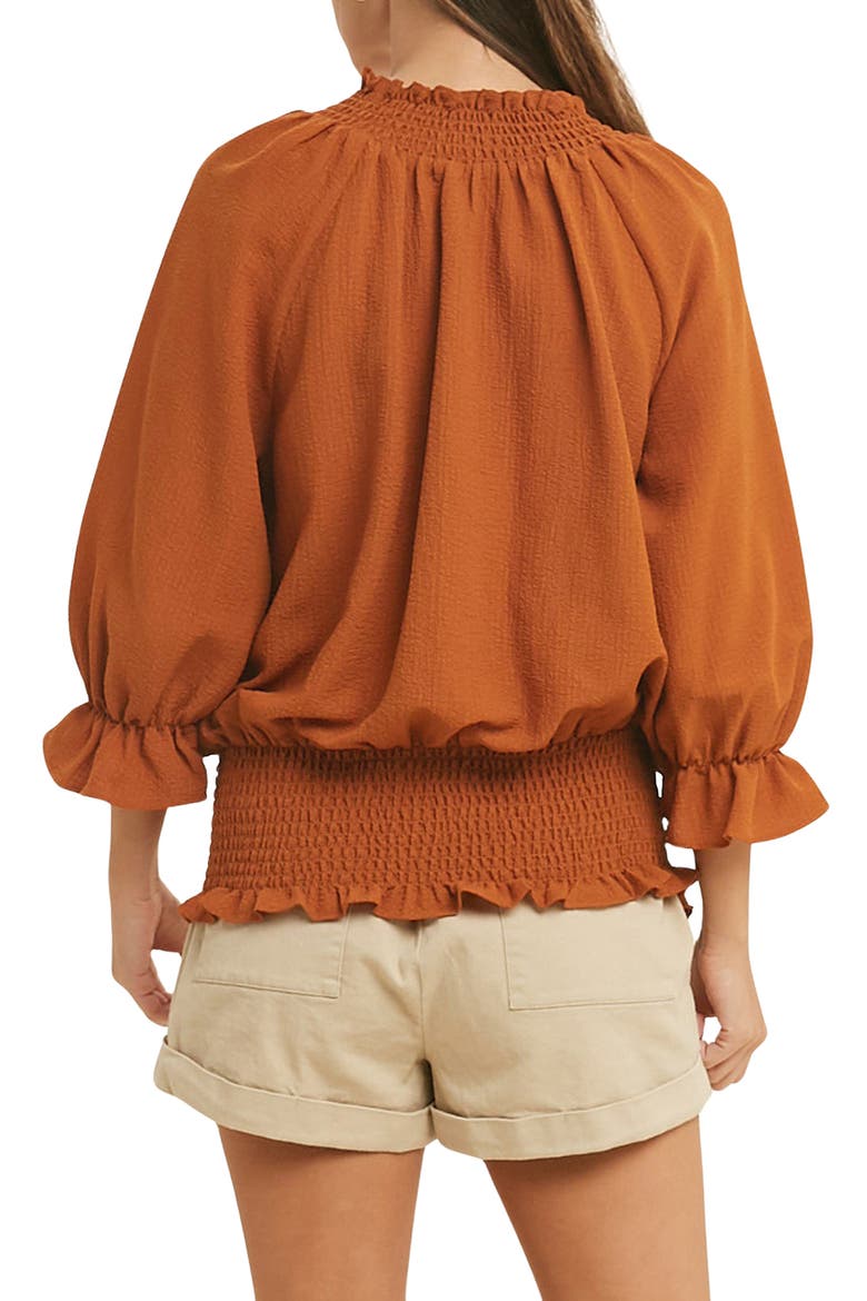 Textured Smocked Ruffle Top, Alternate, color, GUCCI