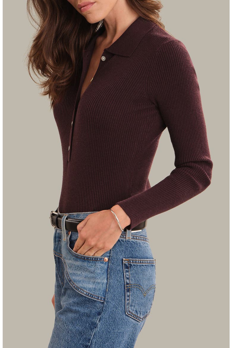 Ginny Collar Long Sleeve Henley Top, Alternate, color, OXBLOOD
