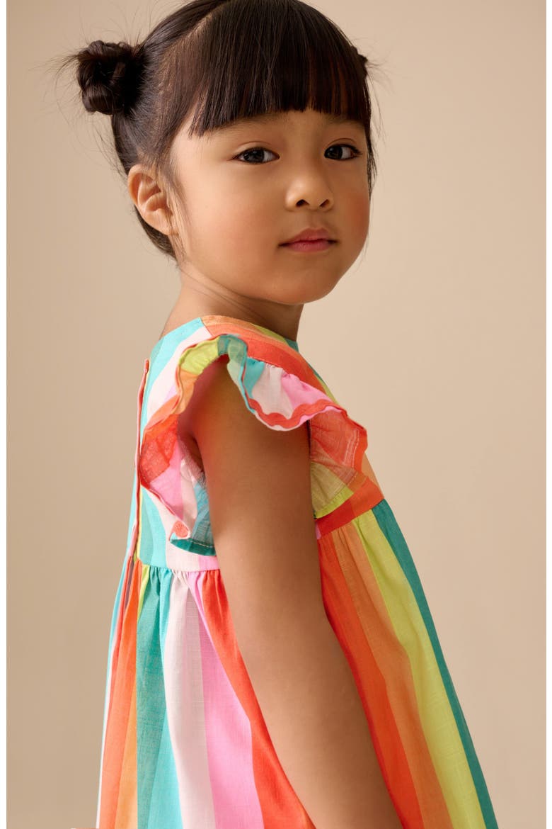 Kids' Bright Rainbow Ruffle Cotton Dress, Alternate, color, MULTI