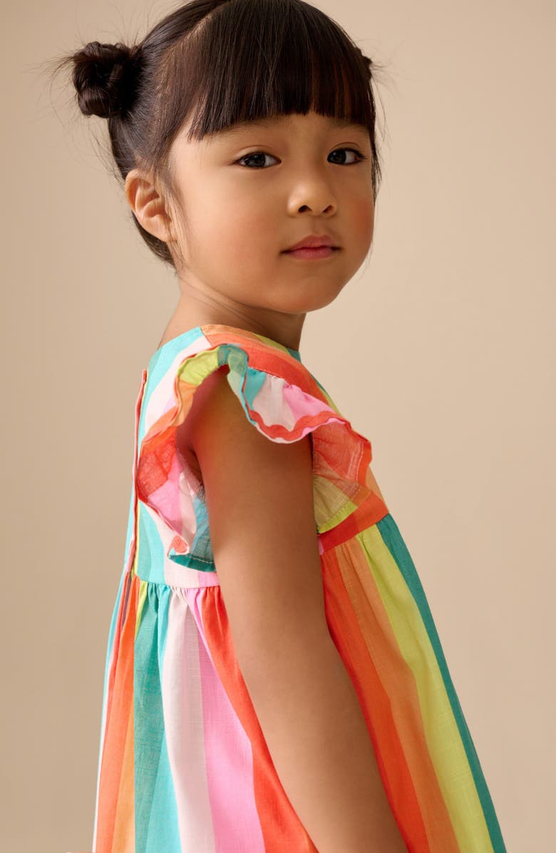 NEXT Kids' Bright Rainbow Ruffle Cotton Dress, Alternate, color, Multi