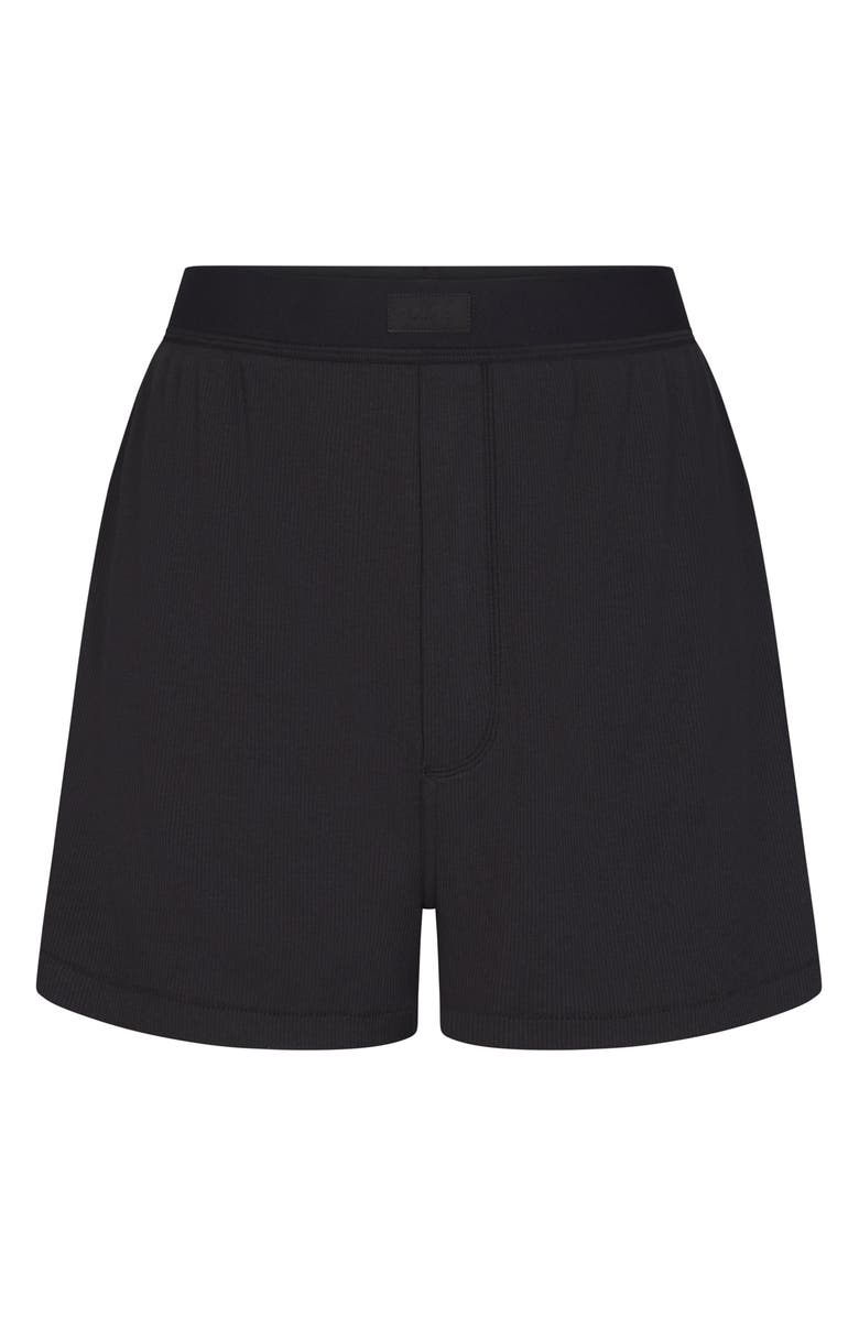 SKIMS Rib Stretch Cotton Loose Boxers, Alternate, color, Soot