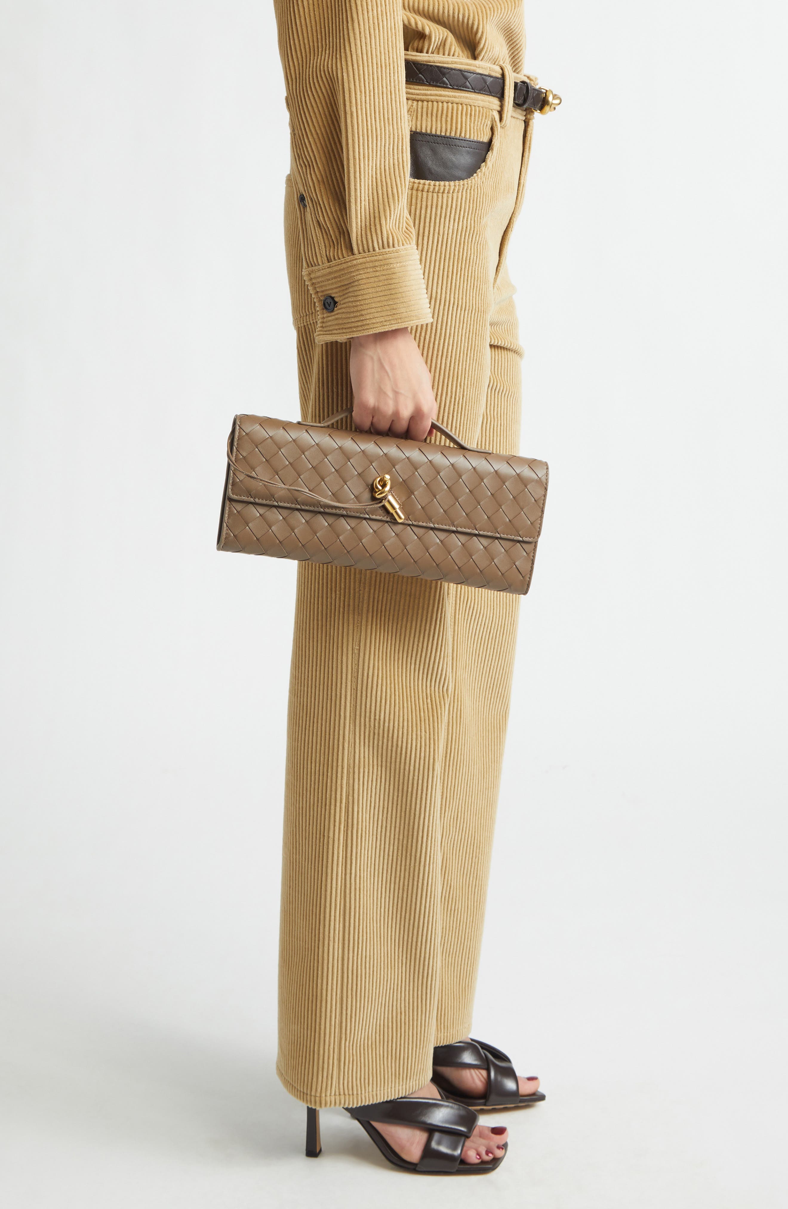 Long Andiamo Intrecciato Clutch Bag, Alternate, color, 2360 PINECONE-M BRASS