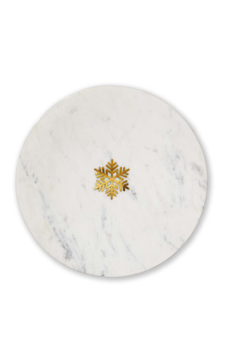 Snowflake Marble Serving Board Hand Wash White Multi Serveware, Main, color, White