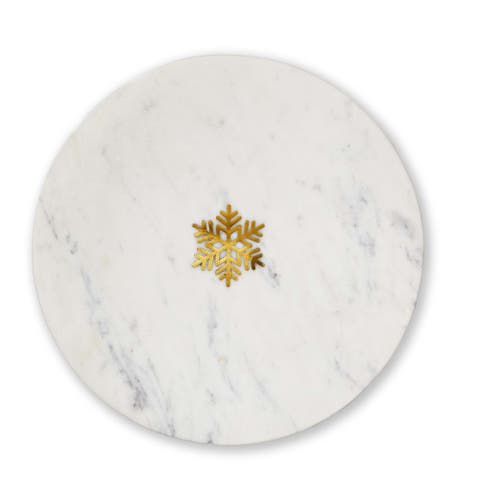 Snowflake Marble Serving Board Hand Wash White Multi Serveware