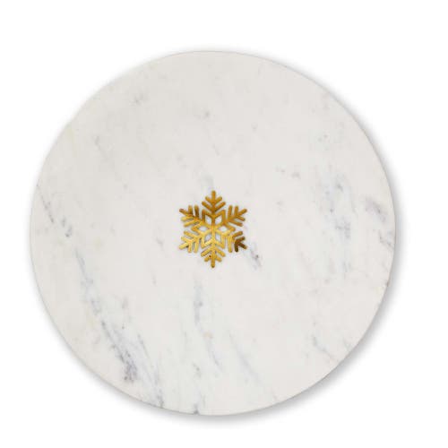 Tag Snowflake Marble Serving Board Hand Wash White Multi Serveware In White