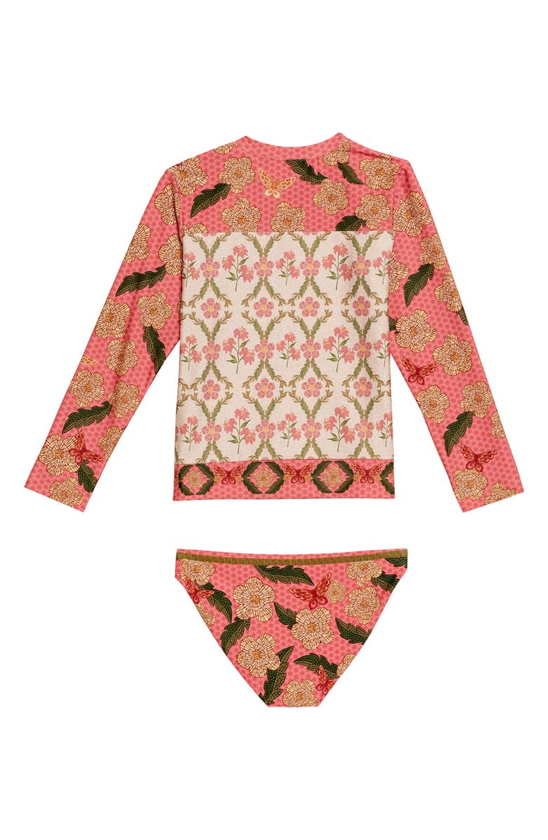 Agua Bendita Kids' Lackie UPF 50 Two-Piece Rashguard Swimsuit, Alternate, color, Red