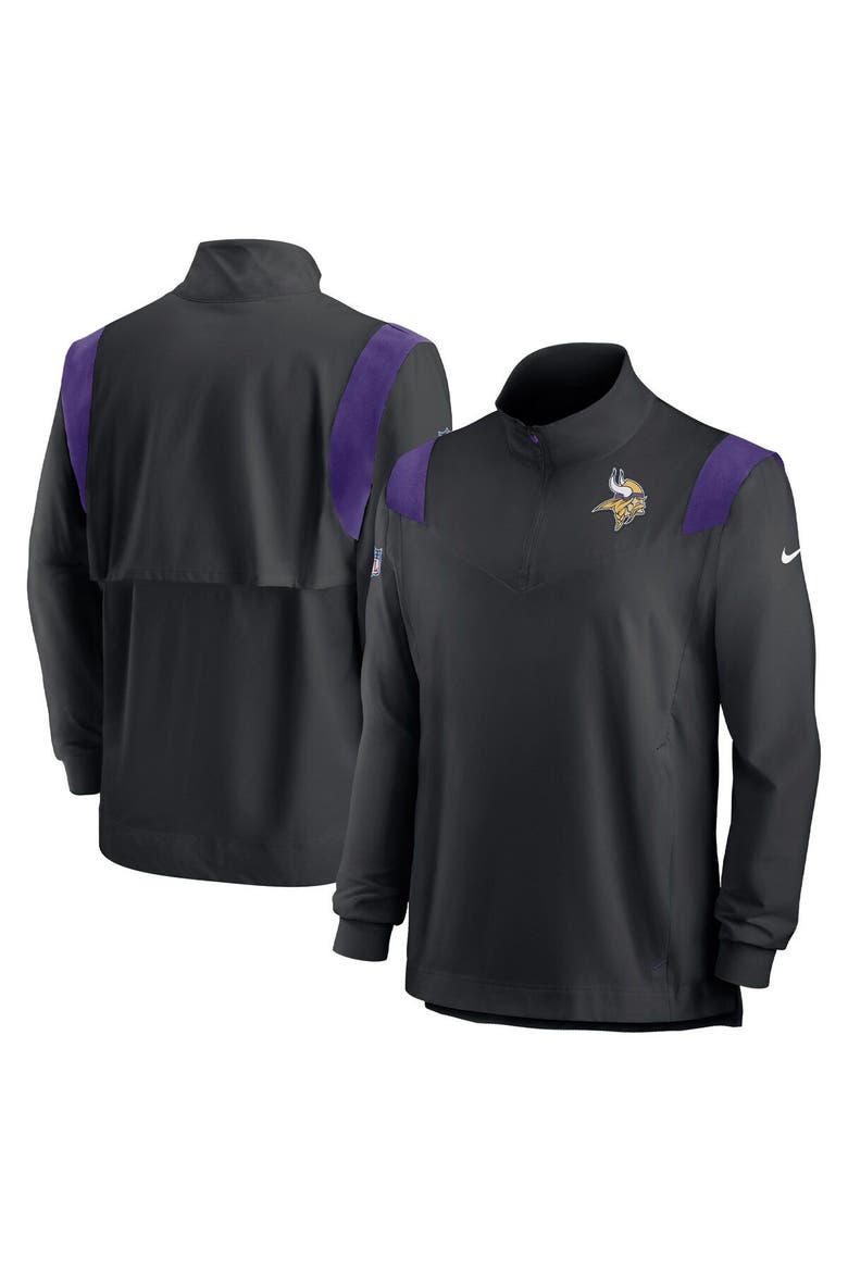 Men's Nike Black Minnesota Vikings Sideline Coach Chevron Lockup Quarter-Zip Long Sleeve Top, Main, color, Black