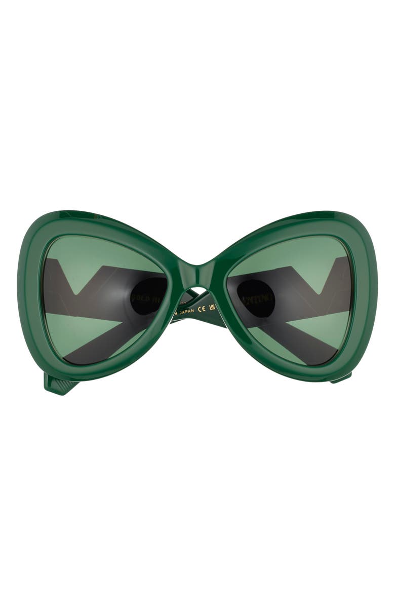 Valentino 55mm Polarized Triangular Sunglasses, Main, color, Green Green Green