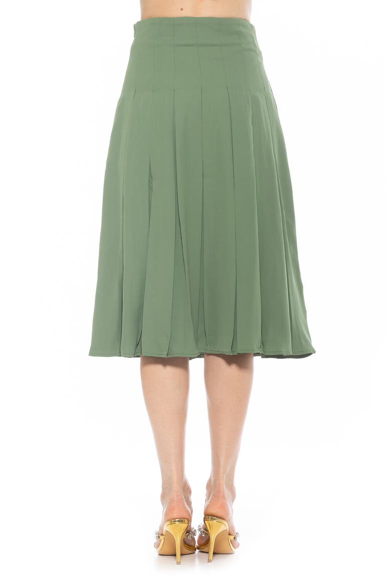 Shilo Pleated Midi Skirt, Alternate, color, SAGE