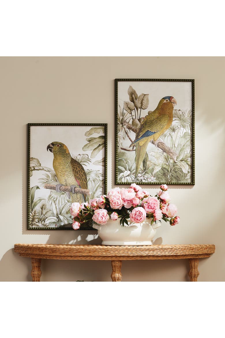 Tropical Parrot Prints, Set of 2 - Brown/Green - Fir Wood, Alternate, color, Green