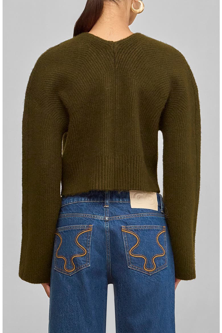 Mayalu Crop Rib Cardigan, Alternate, color, DEEP ROSEMARY