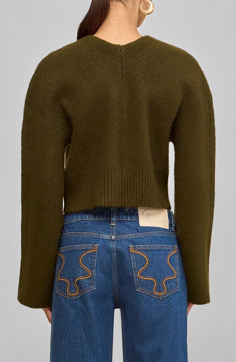 Cult Gaia Mayalu Crop Rib Cardigan, Alternate, color, Deep Rosemary