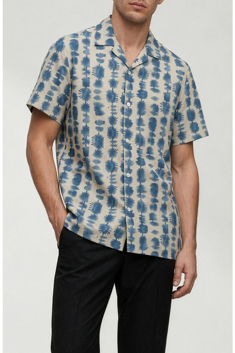Alex Printed Camp Shirt, Main, color, NATURAL
