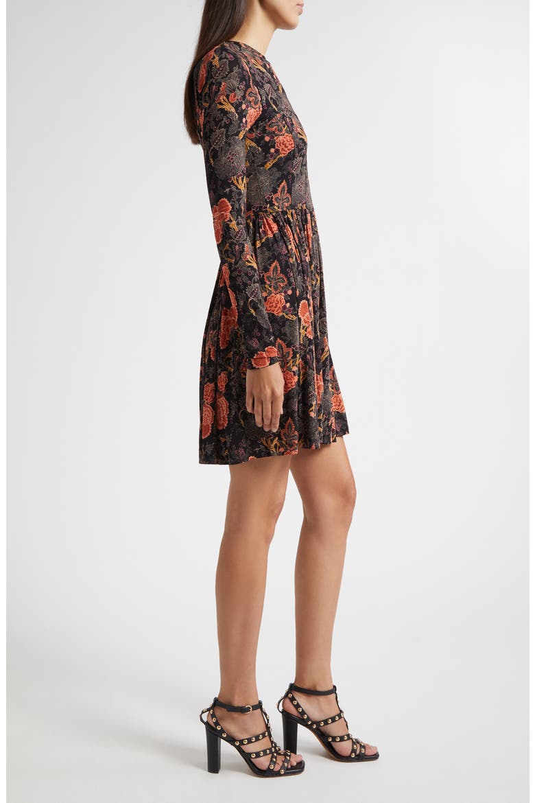 Bendetta Floral Print Long Sleeve Minidress, Alternate, color, NIGHT LILY