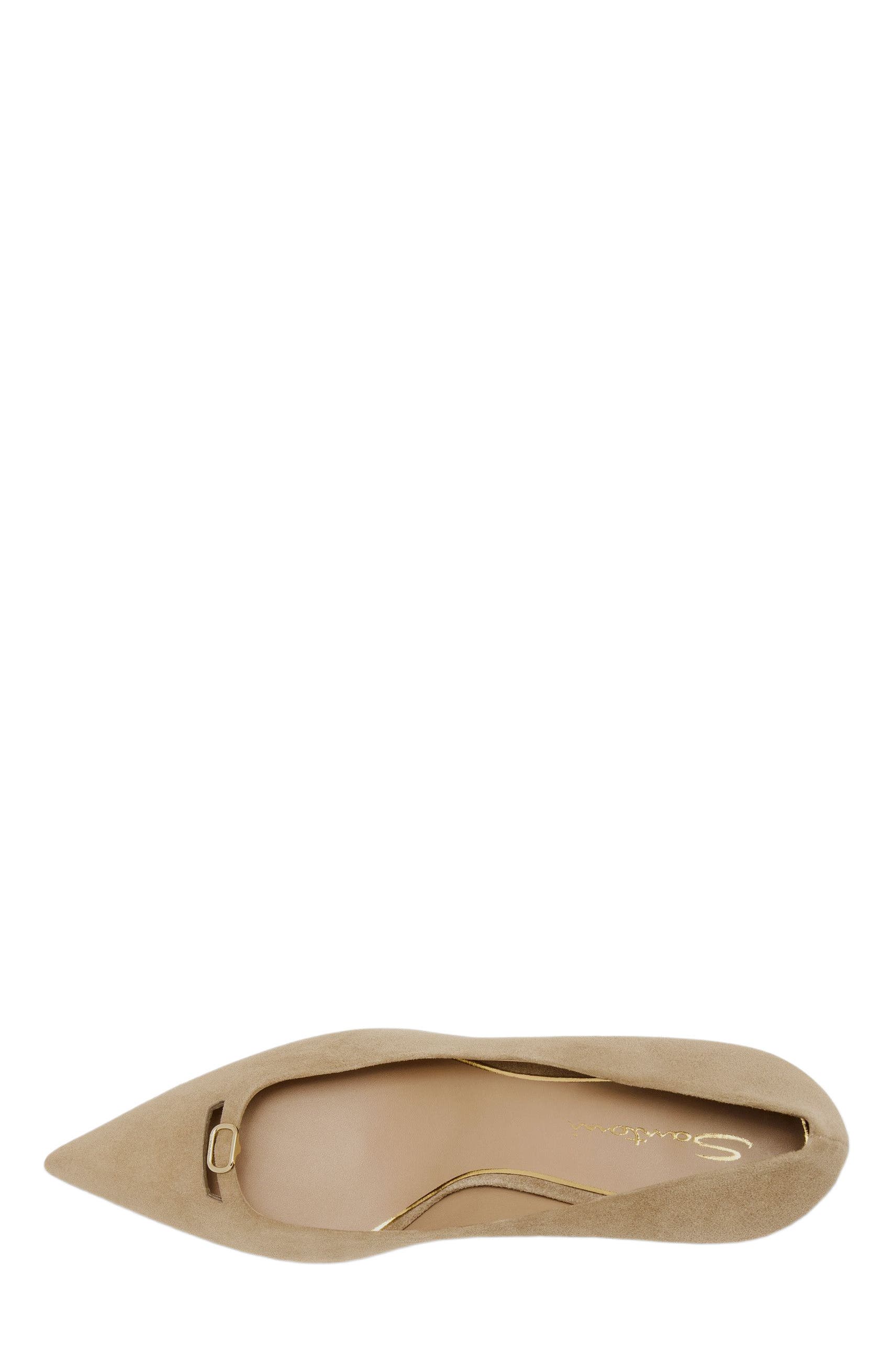 Women's  suede mid-heel pump, Alternate, color, Natural