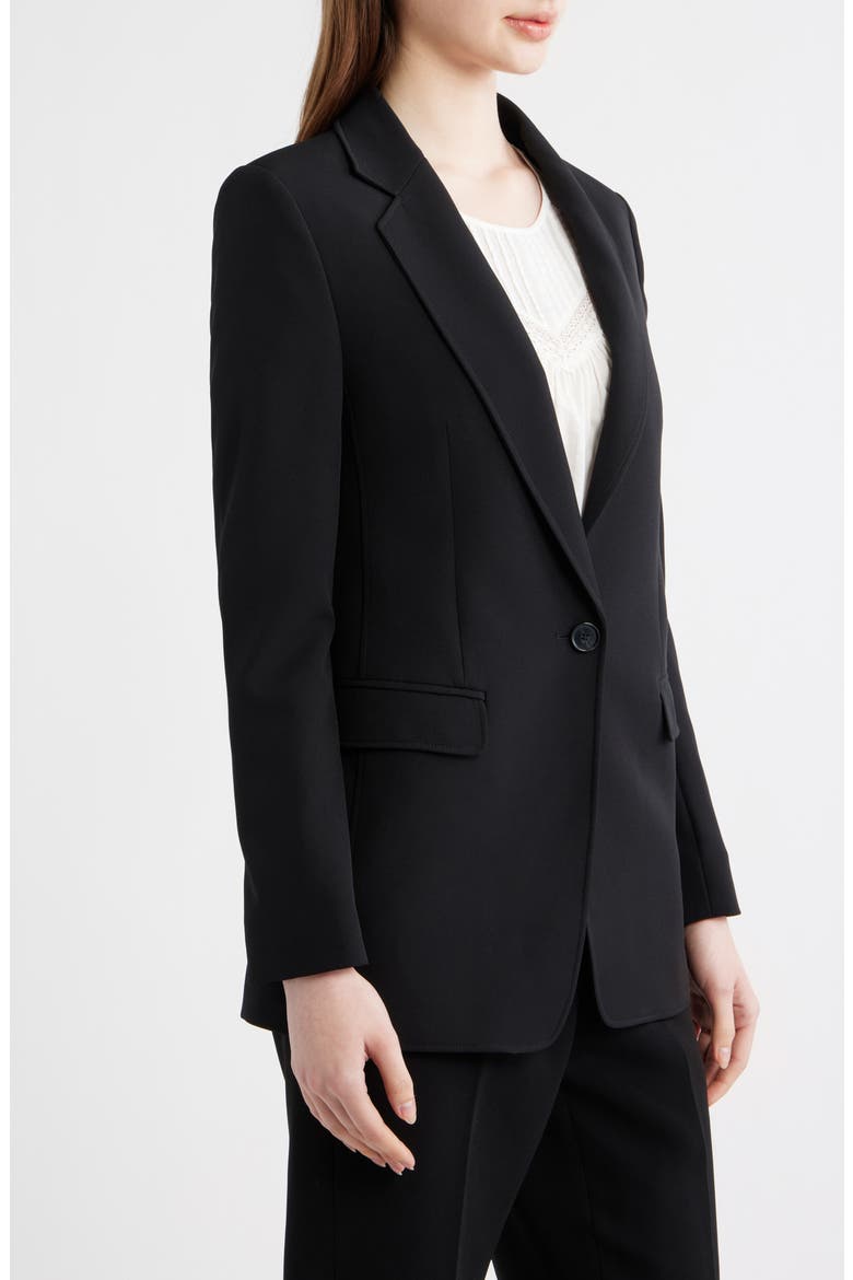 Jabla One-Button Crepe Blazer, Alternate, color, BLACK