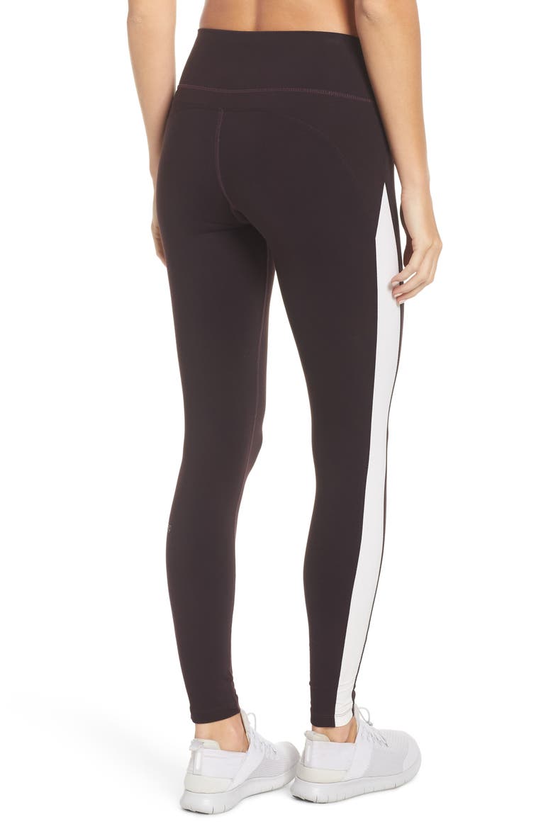 Midfield Leggings, Alternate, color, DARK WALNUT/ OFF WHITE