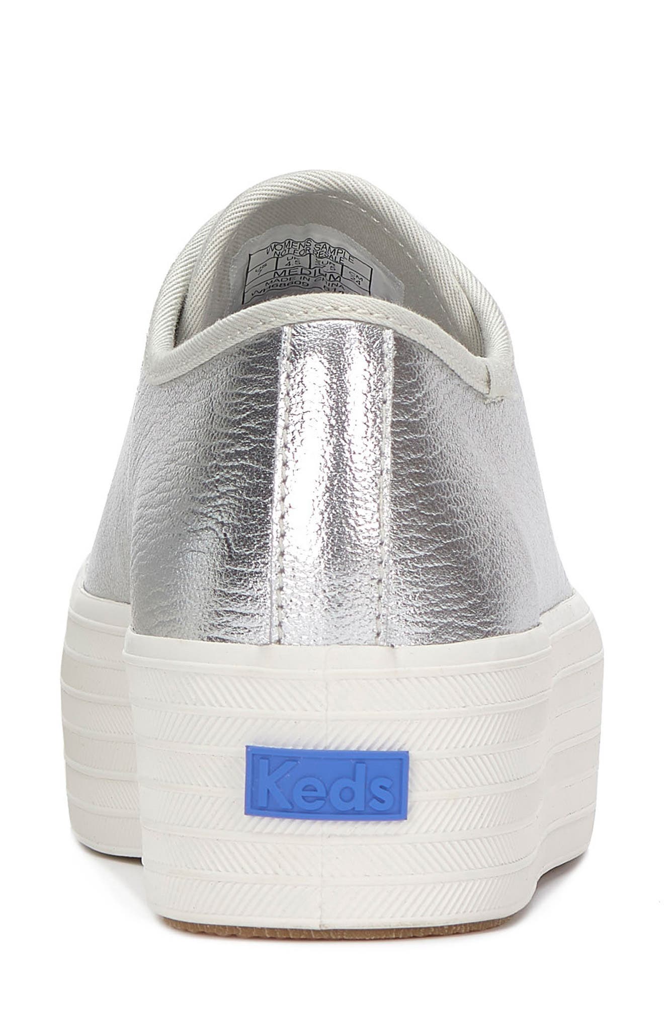Trip Up Leather Platform Sneaker, Alternate, color, SILVER