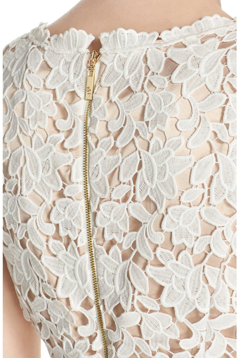 Lace Fit & Flare Dress, Alternate, color, WHITE