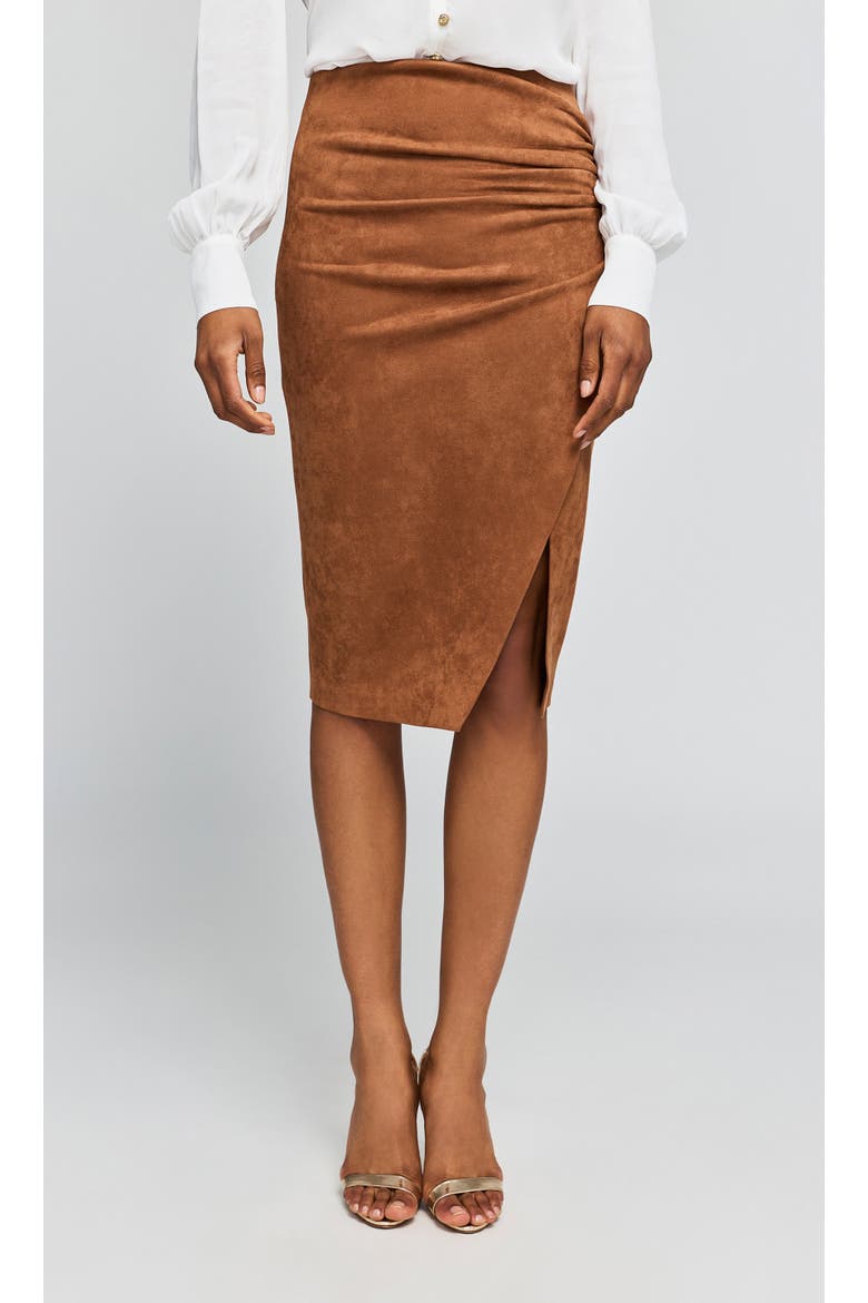 Gina Vegan Suede Skirt, Main, color, Tawny