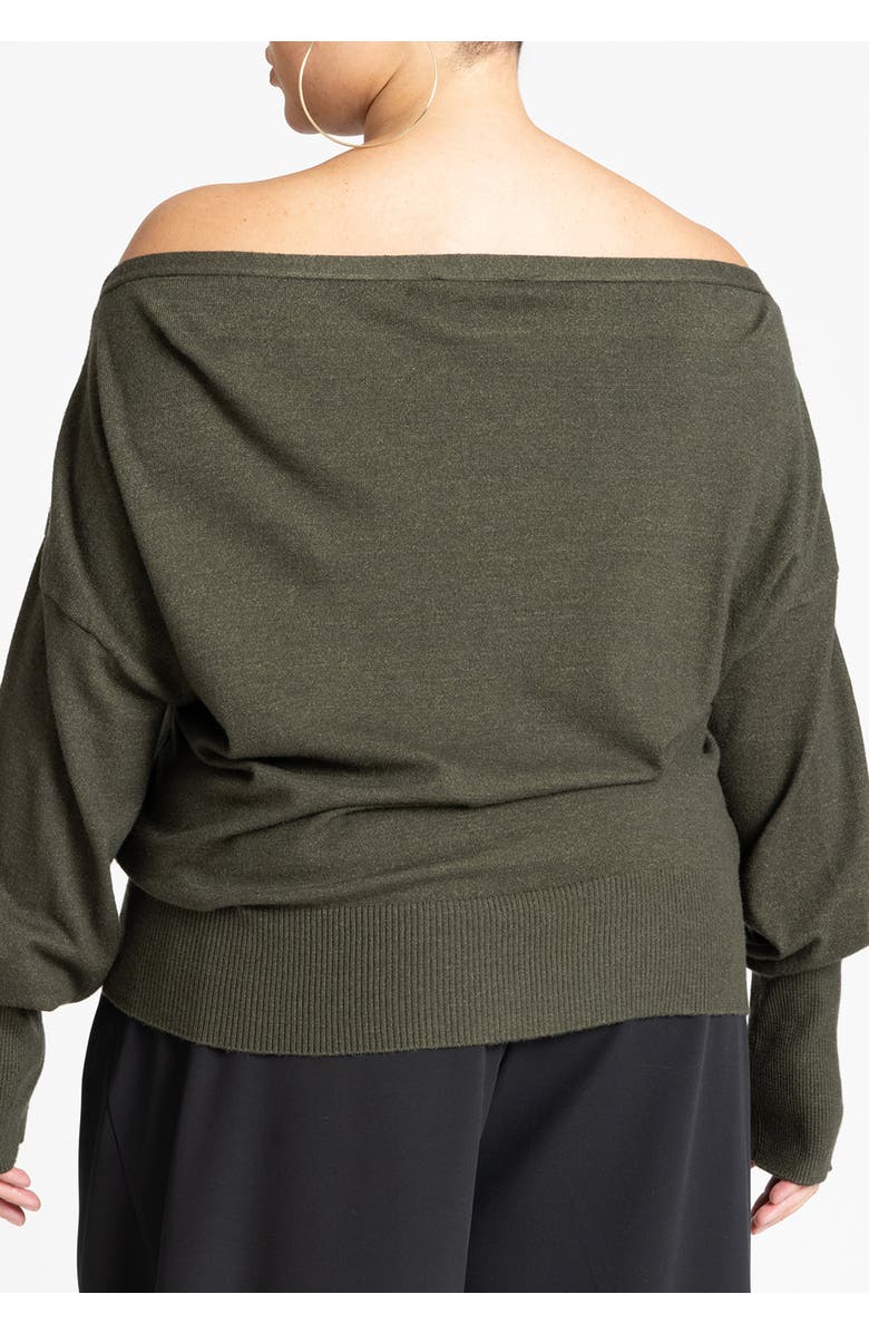 ELOQUII Slouchy Sweater, Alternate, color, Green Jacket Heather