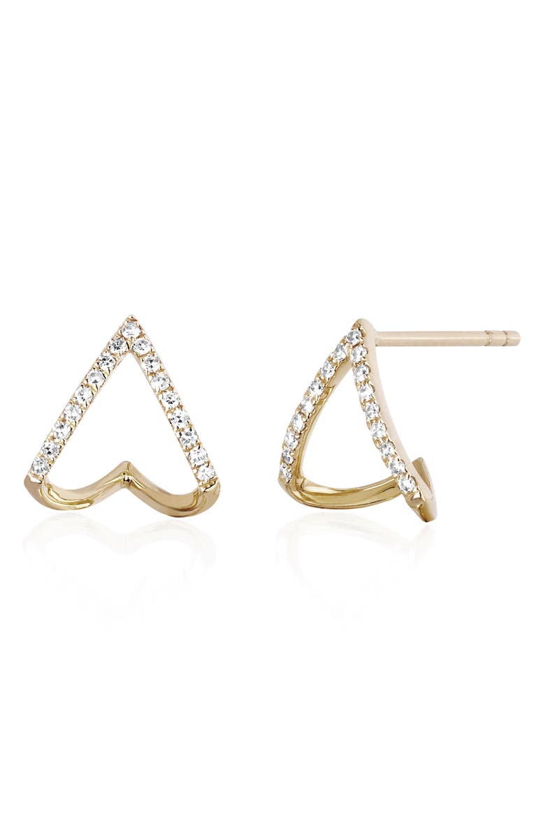 EF Collection Diamond Chevron Huggie Earrings, Main, color, 